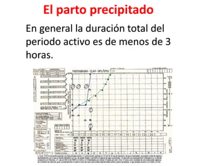 En general la duración total del
periodo activo es de menos de 3
horas.
El parto precipitado
 