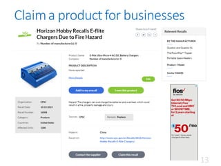 Claim	a	product	for	businesses
13
 