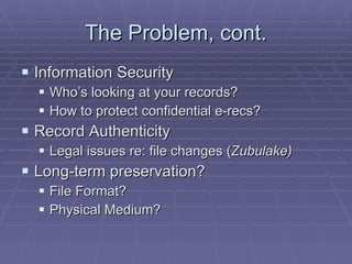 Records Issues Electronic Records Management | PPT