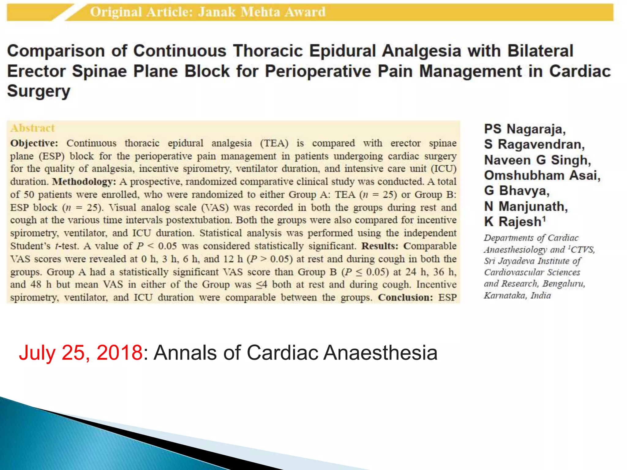 Erector spinae plane block for pain management | PPTX