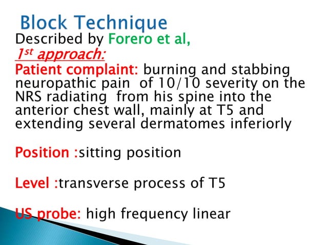 Erector spinae plane block for pain management | PPTX