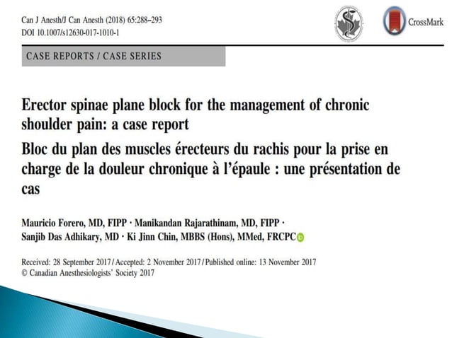 Erector spinae plane block for pain management | PPTX