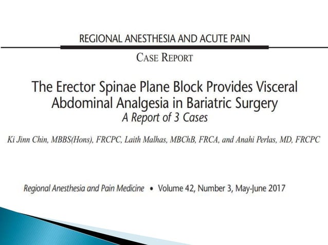 Erector spinae plane block for pain management | PPTX