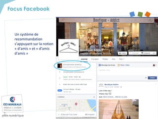 Focus Facebook
Un système de
recommandation
s’appuyant sur la notion
« d’amis » et « d’amis
d’amis »
 