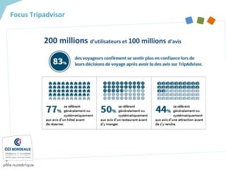 Focus Tripadvisor
200 millions d’utilisateurs et 100 millions d’avis
 