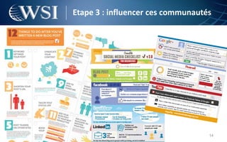 Etape 3 : influencer ces communautés




                                   14
 