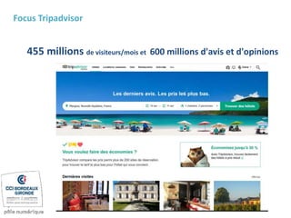 Focus Tripadvisor
455 millions de visiteurs/mois et 600 millions d'avis et d'opinions
 