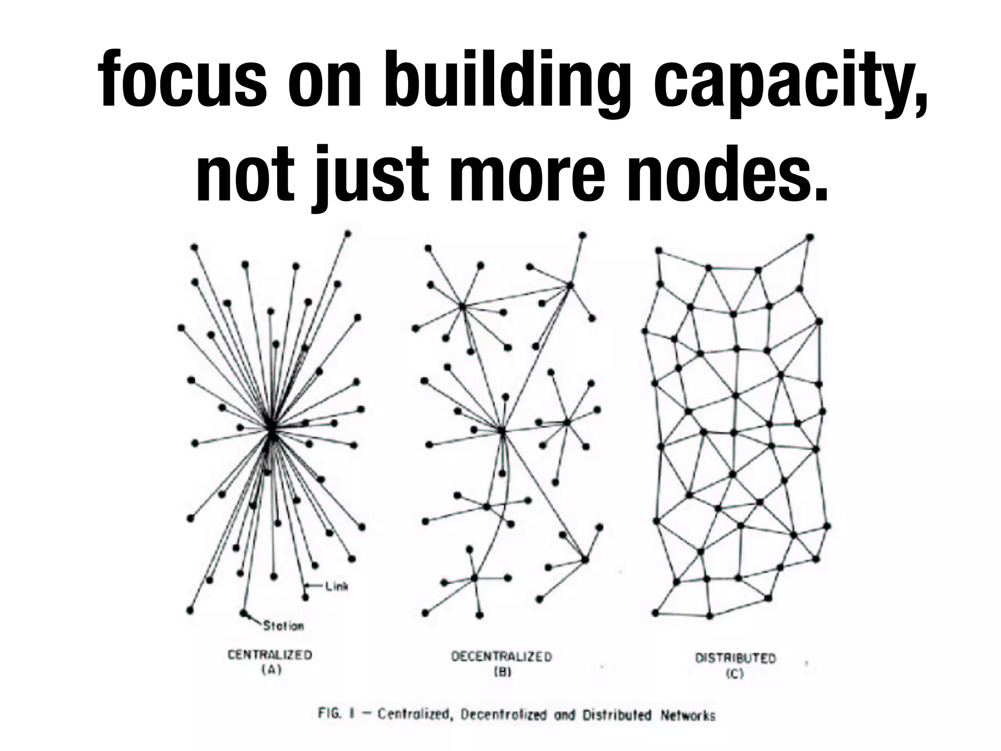 focus on building capacity,
not just more nodes.
 