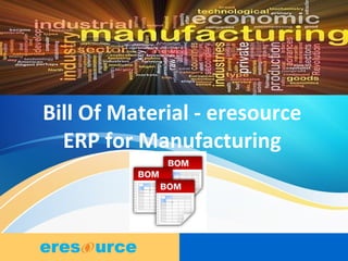 1
Bill Of Material - eresource
ERP for Manufacturing
 