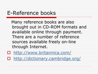 E resources | PPT