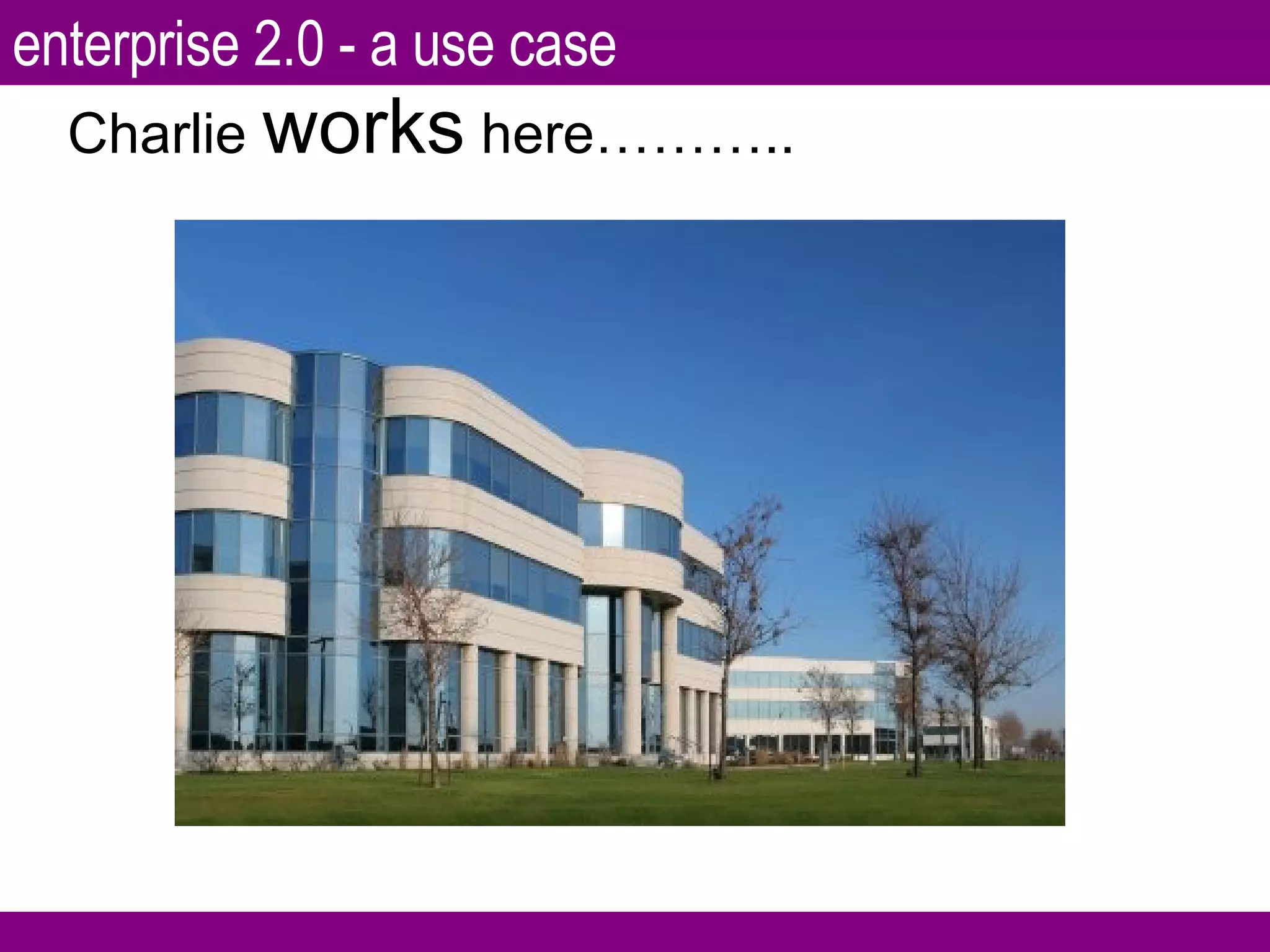 Charlie  works  here……….. enterprise 2.0 - a use case 