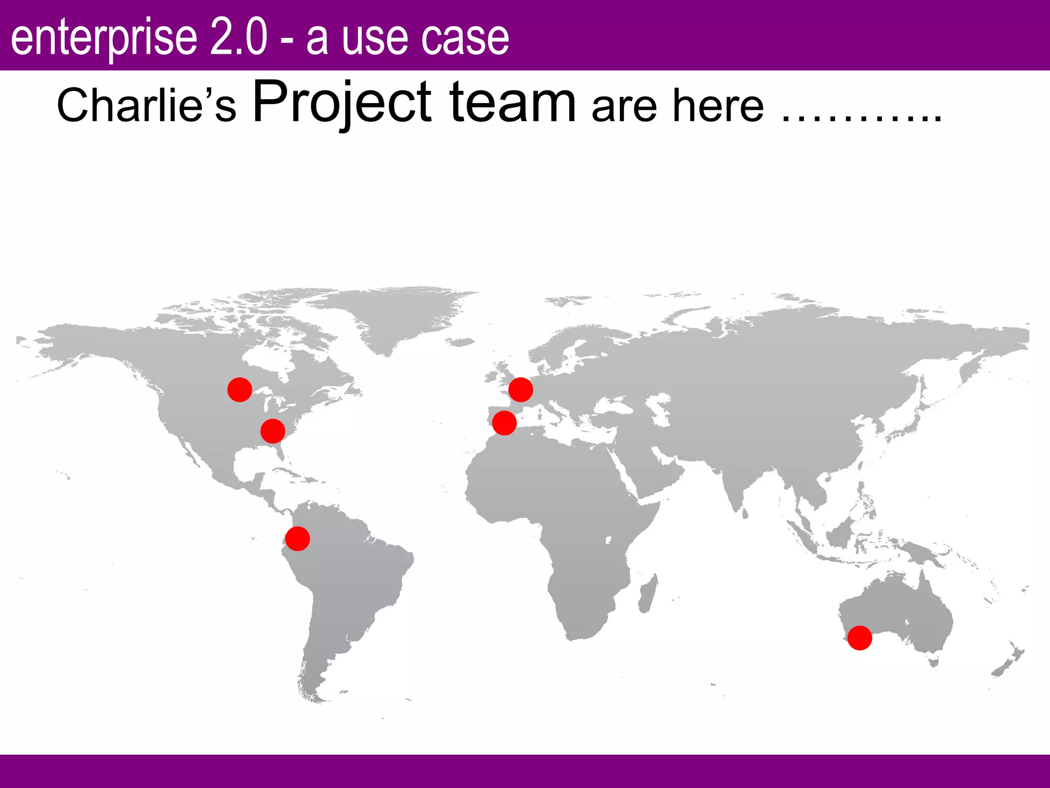 Charlie’s  Project team  are here ……….. enterprise 2.0 - a use case 