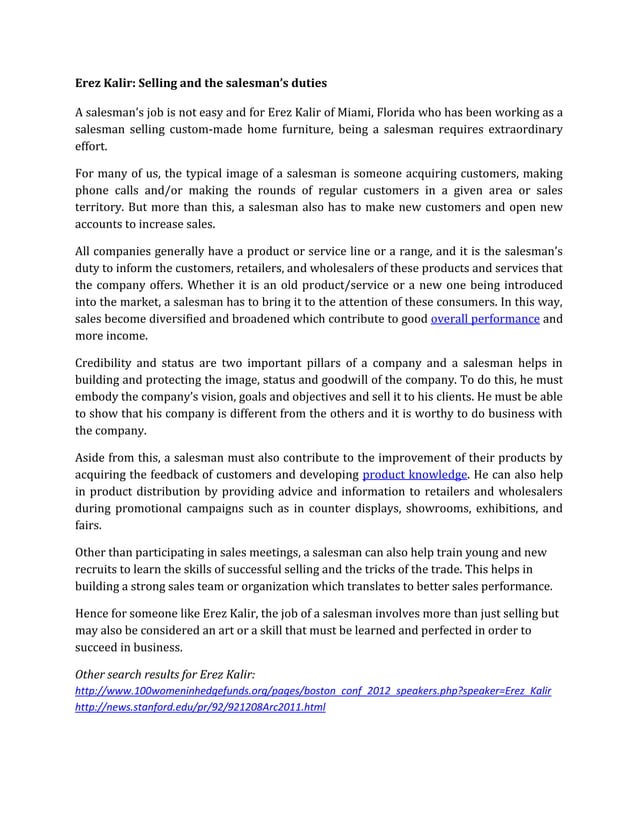 Erez kalir salesman PDF