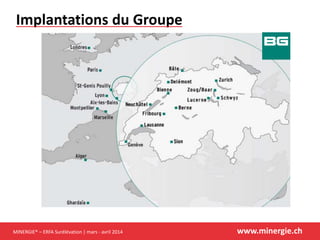 MINERGIE® – ERFA Surélévation | mars - avril 2014 www.minergie.ch
Implantations du Groupe
 