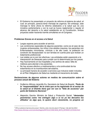 PLAN DE CHOQUE EN SALUD EN EL MARCO DE LA REFORMA ACCIONES QUE EL ...