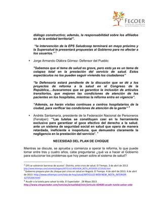 PLAN DE CHOQUE EN SALUD EN EL MARCO DE LA REFORMA ACCIONES QUE EL ...