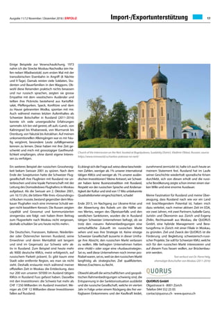 Ausgabe 11/12 November / Dezember 2018 / ERFOLG 17
Einige Beispiele zur Veranschaulichung. 1973
nahm ich die Strecke Moskau-Nachodka (ein Ha-
fen neben Wladiwostok) zum ersten Mal mit der
transsibirischen Eisenbahn in Angriff (8 Nächte
und 9 Tage). Damals reisten viele Soldaten, Stu-
denten und Bauerfamilien in den Waggons. Ob-
wohl diese Reisenden praktisch nichts besassen
und nur russisch sprachen, zeigten sie grosse
Empathie mit dem «exotischen» Ausländer und
teilten ihre Picknicks bestehend aus Kartoffel-
salat, Pfeffergurken, Speck, Konfitüre und dem
zu Hause gebrannten Wodka, spontan mit mir.
Auch während meines letzten Aufenthaltes als
Schweizer Botschafter in Russland (2011-2016)
konnte ich viele unvergessliche Erfahrungen
sammeln. Ich bin viel gereist, oft aufs «Land», von
Kaliningrad bis Khabarowsk, von Murmansk bis
Orenburg, vonYakutsk bis Astrakhan. Auf meinen
unkonventionellen Alleingängen war es mir häu-
fig vergönnt, besondere Leute zufälligerweise
kennen zu lernen. Diese haben mir ihre Zeit ge-
schenkt und mich mit grosszügiger Gastfreund-
lichkeit empfangen, ohne damit eigene Interes-
sen zu verfolgen.
Ein weiteres Beispiel der russischen Grossherzig-
keit bekam Swissair 2001 zu spüren. Nach dem
Ende der Sowjetunion hatte die Schweizer Flug-
gesellschaft ihre Fluglinien mit Russland nie un-
terbrochen und eine loyale Partnerschaft mit der
Leitung des Domodedowo Flughafens in Moskau
aufgebaut. Als die Swissair am 2. Oktober 2001,
um 16:15 Uhr, die bittere Pille ihres «Groundings»
schlucken musste, bestand gegenüber dem Mos-
kauer Flughafen noch eine immense Schuld we-
gen nicht bezahltem Kerosin. Die Russen zeigten
Loyalität und Grossmut und kommunizierten
sinngemäss wie folgt: «wir haben Ihren Beitrag
zum Flugverkehr nach Moskau nicht vergessen,
deshalb schulden Sie uns heute nichts mehr».
Die Deutschen, Franzosen, Italiener, Niederlän-
der oder Österreicher kennen Russland, seine
Einwohner und deren Mentalität seit langem
und sind im Gegensatz zur Schweiz sehr ak-
tiv in Russland. Zum Beispiel sind heute mehr
als 9000 deutsche KMUs, meist erfolgreich, auf
russischem Parkett präsent. Es gibt kaum eine
Stadt oder entfernte Region, wo man sie nicht
sieht. Deshalb erstaunte mich während meiner
offiziellen Zeit in Moskau die Entdeckung, dass
nur 200 von unseren 50‘000 im Ausland tätigen
KMUs in Russland Fuss gefasst haben. Dasselbe
mit den Investitionen: die Schweiz hat mehr als
CHF 1’250 Milliarden im Ausland investiert. We-
niger als CHF 12 Milliarden dieser Investitionen
fallen auf Russland.
Church of the Intercession on the Nerl, located at Bogolyubovo, Suzdalsky District, Vladimir Oblast, Russian; source:
https://www.miroworld.ru/tserkov-pokrova-na-nerli/
EsdrängtsichdieFrageauf,wiesodiesebescheide-
nen Zahlen, weniger als 1% unserer international
tätigen KMUs und weniger als 1% unserer auslän-
dischen Investitionen? Meine Antwort, wir Schwei-
zer haben keine Businesstradition mit Russland,
Respekt vor der russischen Sprache und Andersar-
tigkeit der Kultur und sind von 17 Mio unbekannte
Quadratkilometer eingeschüchtert, schade!
Ende 2015, im Nachgang zur Ukraine-Krise und
der Abwertung des Rubels um die Hälfte sei-
nes Wertes, wegen des Ölpreiszerfalls und den
westlichen Sanktionen, wurden die in Russland
tätigen Schweizer Unternehmen befragt, ob sie
trotz den «neuen» Rahmenbedingungen eine
wirtschaftliche Zukunft im russischen Markt
sehen und was ihre Strategie ist. Keine einzige
Schweizer Gesellschaft äusserte in dieser Umfra-
ge ihre Absicht, den russischen Markt verlassen
zu wollen. Alle befragten Unternehmen hatten
eine «Hold-» oder sogar eine «Ausbaustrategie».
Sei es, weil diese Unternehmen noch immer pro-
fitabel waren, sei es, weil sie den russischen Markt
langfristig als strategisches Ziel qualifizierten.
Meines Erachtens zu Recht.
Obwohl aktuell die wirtschaftlichen und geopoli-
tischen Rahmenbedingungen schwierig sind, die
Entspannung in der Sanktionssituation ausbleibt
und die russische Gesellschaft, welche im vierten
Jahr in Folge unter einem Rückgang des frei ver-
fügbaren Einkommens und der Kaufkraft leidet,
zunehmend zermürbt ist, halte ich auch heute an
meinem Statement fest. Russland hat im Laufe
seiner Geschichte wiederholt sporadische Krisen
durchlebt, sich von diesen erholt und die russi-
sche Bevölkerung zeigte schon immer einen star-
ken Wille und eine enorme Ausdauer.
Meine Faszination für Russland und meine Über-
zeugung, dass Russland nach wie vor ein Land
mit brachliegendem Potential ist, haben mich
dazu verleitet, nach meiner aktiven Zeit im EDA,
vor zwei Jahren, mit zwei Partnern, Isabelle Ganz,
Juristin und Ökonomin aus Zürich und Evgeny
Zhilin, Rechtsanwalt aus Moskau, die QUORUS
GmbH, eine hybride Management- und Bera-
tungsfirma in Zürich mit einer Filiale in Moskau,
zu gründen. Ziel und Zweck der QUORUS ist die
Förderung und Begleitung schweizerisch-russi-
scher Projekte. Sie soll für Schweizer KMU, welche
sich für den russischen Markt interessieren und
auf diesem Fuss fassen wollen, zur Brückenbau-
erin werden.
Text verfasst von Dr. Pierre Helg,
ehemaliger Botschafter von Moskau (2011-2016)
QUORUS GmbH
Olgastrasse 6 · 8001 Zürich
Telefon 044 552 25 05
contact@quorus.ch · www.quorus.ch
Import-/Exportunterstützung
 