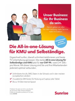 ©
Coachingzentrum
Olten
Gmbh
/
2021-02
©
Coachingzentrum
Olten
Gmbh
/
2021-02
Profitieren Sie jetzt vom All-in-one-Bundle
als Schweizer KMU-Verband-Mitglied.
E-Mail an online@kmuverband.ch mit dem
Code SKV99
 