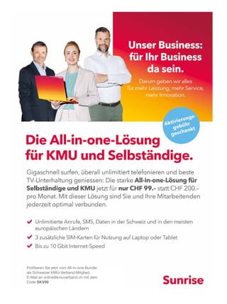 ©
Coachingzentrum
Olten
Gmbh
/
2021-02
Profitieren Sie jetzt vom All-in-one-Bundle
als Schweizer KMU-Verband-Mitglied.
E-Mail an online@kmuverband.ch mit dem
Code SKV99
 