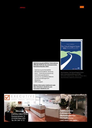 Ausgabe 4/5 / April / Mai 2018 / ERFOLG 21Unternehmenssteuerung
Anzeigen
Je nach Kapitalstruktur der angeschlagenen
Firma, vorhandenen Sicherstellungen für den
«worst case» und der aktuellen Situation, wird
auf die «Position» eine Rückstellung gebildet.
Eine im «Workout» gelandete «Position» wird
bankintern in eine von drei Kategorien einge-
stuft. Die verfolgte Strategie richtet sich primär
nach den vorhandenen Sicherheiten, der Bilanz-
struktur (Eigenkapitalanteil) und den Überle-
bensschancen des «Patienten»:
(a) «Positionen», die man am liebsten nicht mehr
als Kunden haben möchte.
(b) «Positionen», die man genau beobachtet und
noch hält, solange sie ihre Zinsen regelmässig
bezahlen und die Schuld amortisieren.
(c) «Positionen», die eine gewisse Chance haben,
sich zu erholen, und zu einem späteren Zeit-
punkt von einer Filiale der Bank wieder aufge-
nommen werden könnten.
Das Verhalten der Bank in einer konkreten Situa-
tion hängt von der jeweils gültigen Strategie ab.
Diese kann sich durch externe Einflussfaktoren
und auch durch Entwicklungen der Firma mit
der Zeit verändern. Zu solchen Faktoren zählen
Nachfolgeregelung, Ein- bzw. Ausstieg von Part-
nern, Veränderungen im Sortiment, neue Markt-
lage etc.
Zu den unangenehmen Begleiterscheinungen,
auf die man im Zusammenhang mit dem notlei-
denden Unternehmen stösst, gehören die Zin-
sen. Gemäss dem heute bei sämtlichen Banken
üblichen «risk adjusted pricing» (risikogerechte
Zinsen) zahlen Firmen Zinsen, die sich nach der
Ausfallwahrscheinlichkeit des Kredits, d.h. dem
Risiko für die Bank, richten. In Not geratene Un-
ternehmen stellen per Definition ein hohes Risi-
ko dar und zahlen demzufolge höhere Zinsen.
Die Höhe und die Handhabungspraxis variieren
von Bank zu Bank.
Logischerweise möchte die Bank ihren Scha-
den im schlimmsten Fall (Konkurs) so klein wie
möglich halten; je kleiner die Schuld, desto klei-
ner der mögliche Verlust. Daraus resultieren die
häufig angetroffenen Auflagen bezüglich Amor-
tisation des Kredits, die für eine zusätzliche Ver-
schärfung der Situation notleidender Unterneh-
men sorgen.
DiesesVorgehenistausSichtderBankenzwar(be-
triebs)wirtschaftlich gesehen verständlich, doch
verschärft es die kritische Situation des Unter-
nehmens. Hier sei die Frage erlaubt, ob dies lang-
fristig im Interesse der Geldgeber – in diesem
Fall der Banken – sein kann.
Optimierung gewerblicher Unternehmen
Offizielle Methode des Schweizerischen
Gewerbeverbandes (SGV)
• 	 Optimierung der Rentabilität
•	 Betriebswirtschaftliche Beratung
•	 basic» - Unternehmenssteuerung
•	Entscheidungskalkulation
• 	 Lösung von Liquiditätsproblemen
•	Turnaround-Management
•	Marketing	
•	ERFA-Gruppen
Weitere Information telefonisch oder
über info@basic-akademie.com
www.basic-akademie.com
Fortsetzung folgt: In den weiteren Folgen
gehen wir auf die verschiedenen Aspekte
des Problems ein und zeichnen Lösungen zur
Bewältigung der Situation durch organisa-
torische Massnahmen, finanzielle Unterneh-
menssteuerung, Umgang mit den Gläubigern
und Beziehung mit den Banken.
basic» Leadership Akademie
Irgelstrasse12 · 8135 Langnau a. A.
Telefon	043 542 49 49 · Mobile 079 668 38 38
g.friedman@basic-akademie.com
www.basic-akademie.com
Gary Friedman · Die Zukunft beginnt heute
basic» Unternehmensführung im KMU
SGV/USAM. COSMOS-Verlag · ISBN 978-3-85621-187-5
http://www.basic-akademie.com/buch.php
- Telefonservice
- Lohnservice
- Marketingservice
- Domizilservice
- und noch viel mehr...
Executive Office GmbH
Ruessenstrasse 12
CH-6340 Baar (ZG)
Tel: 041 544 15 15
executive-office.ch
C
M
Y
CM
MY
CY
CMY
K
 