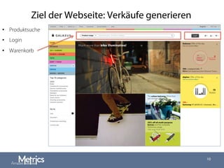 10
Ziel der Webseite: Verkäufe generieren
•  Produktsuche
•  Login
•  Warenkorb
 