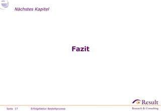 Fazit Erfolgsfaktor Bestellprozess 