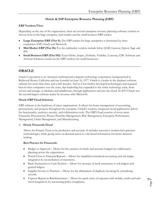 Enterprise Resource Planning (ERP), Oracle and SAP ERP Solutions | PDF
