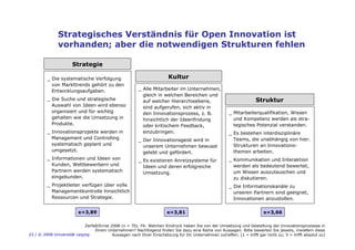 23 / © 2008 Universität Leipzig
Strategisches Verständnis für Open Innovation ist
vorhanden; aber die notwendigen Struktur...