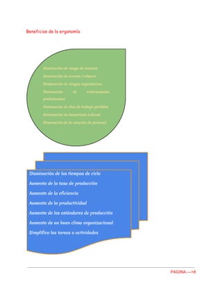 Beneficios de la ergonomía
PAGINA.­­­>8 
 