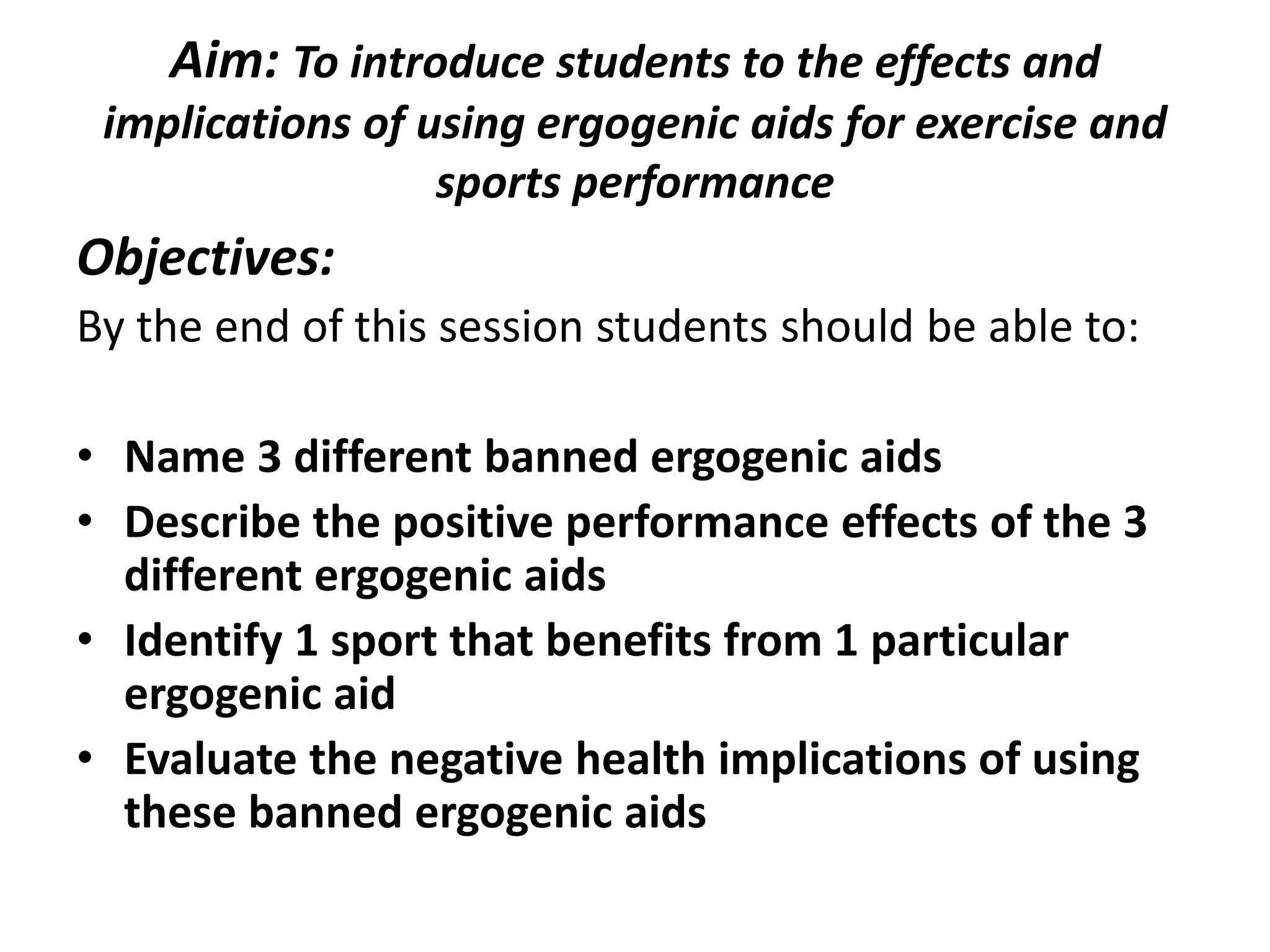 Ergogenic aids for exercise and sports performance PPT