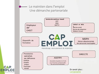 Le maintien dans l’emploi
Une démarche partenariale
En savoir plus :
cartographie
 
