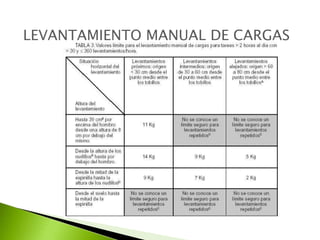 LEVANTAMIENTO MANUAL DE CARGAS
 