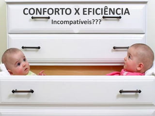 CONFORTO X EFICIÊNCIA
Incompatíveis???
 