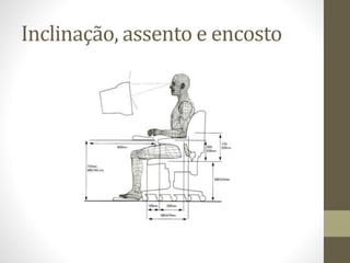 Inclinação, assento e encosto 
 