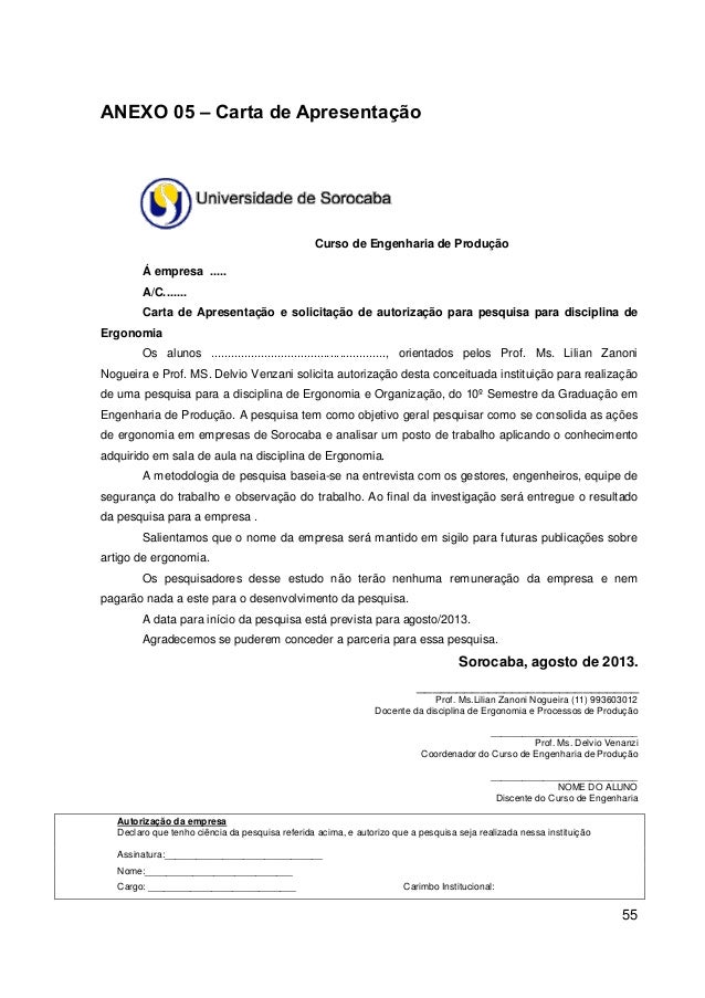 Carta De Apresentação Operador De Produção