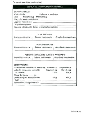 Factor antropométrico (continuación)
anexos ■ 219
 