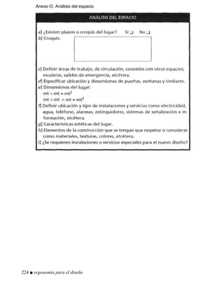 Anexo O. Análisis del espacio
224 ■ ergonomía para el diseño
 