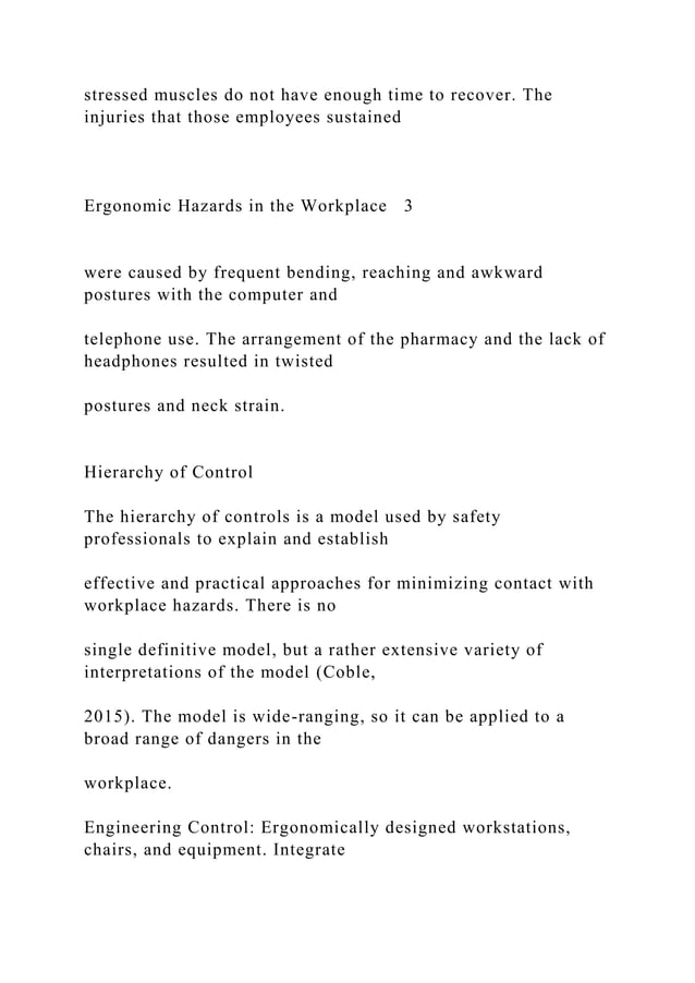 Ergonomic Hazards In The Workplace 1 Docx