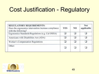 49
Cost Justification - Regulatory
 