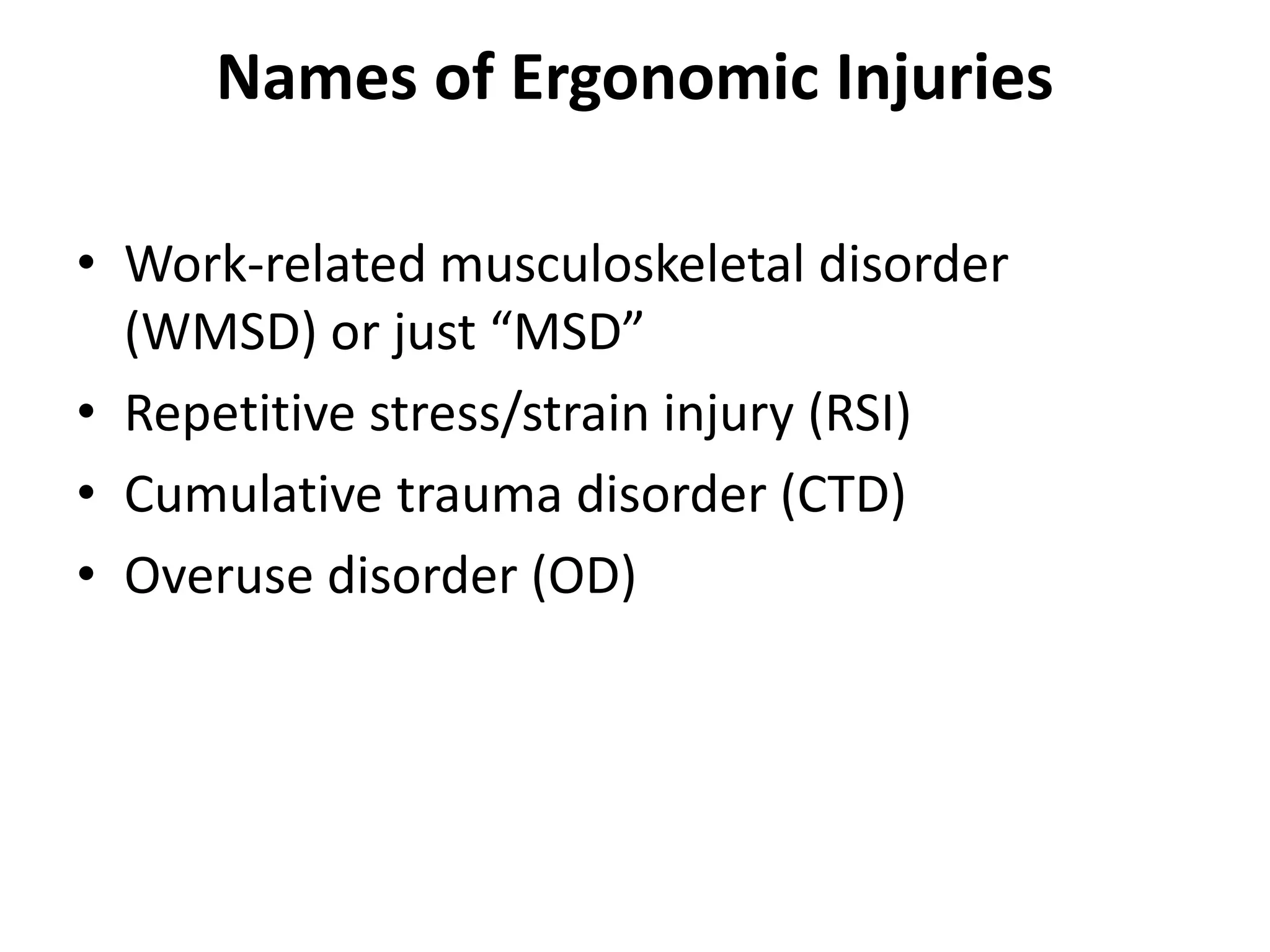 Msd Rsiu Ergonomics and equipment Design | PPTX
