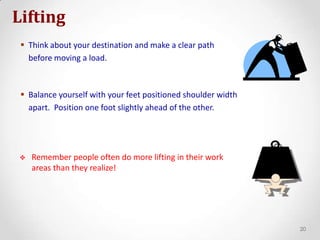 What are the Benefits?If people feel more at ease and comfortable on the job, they will be safer and there is a higher chance of quality productivity.Higher productivity