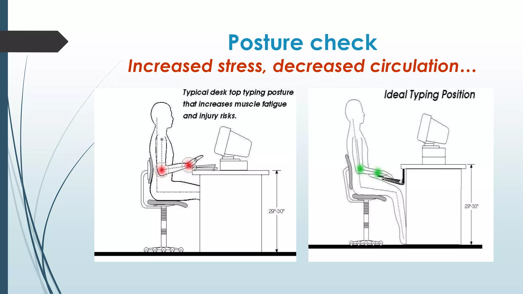 Posture check 
Increased stress, decreased circulation… 
 