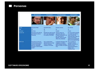 Personas




SO FT WA R E - E R G O N O M I E   12
 