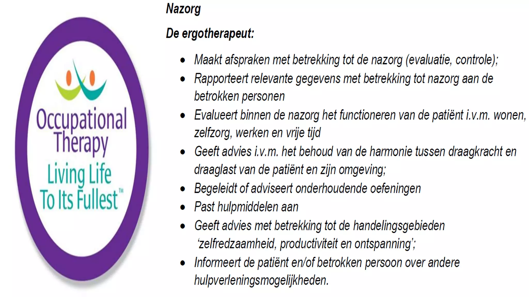 De Rol van de Ergotherapeut in de Geriatrie