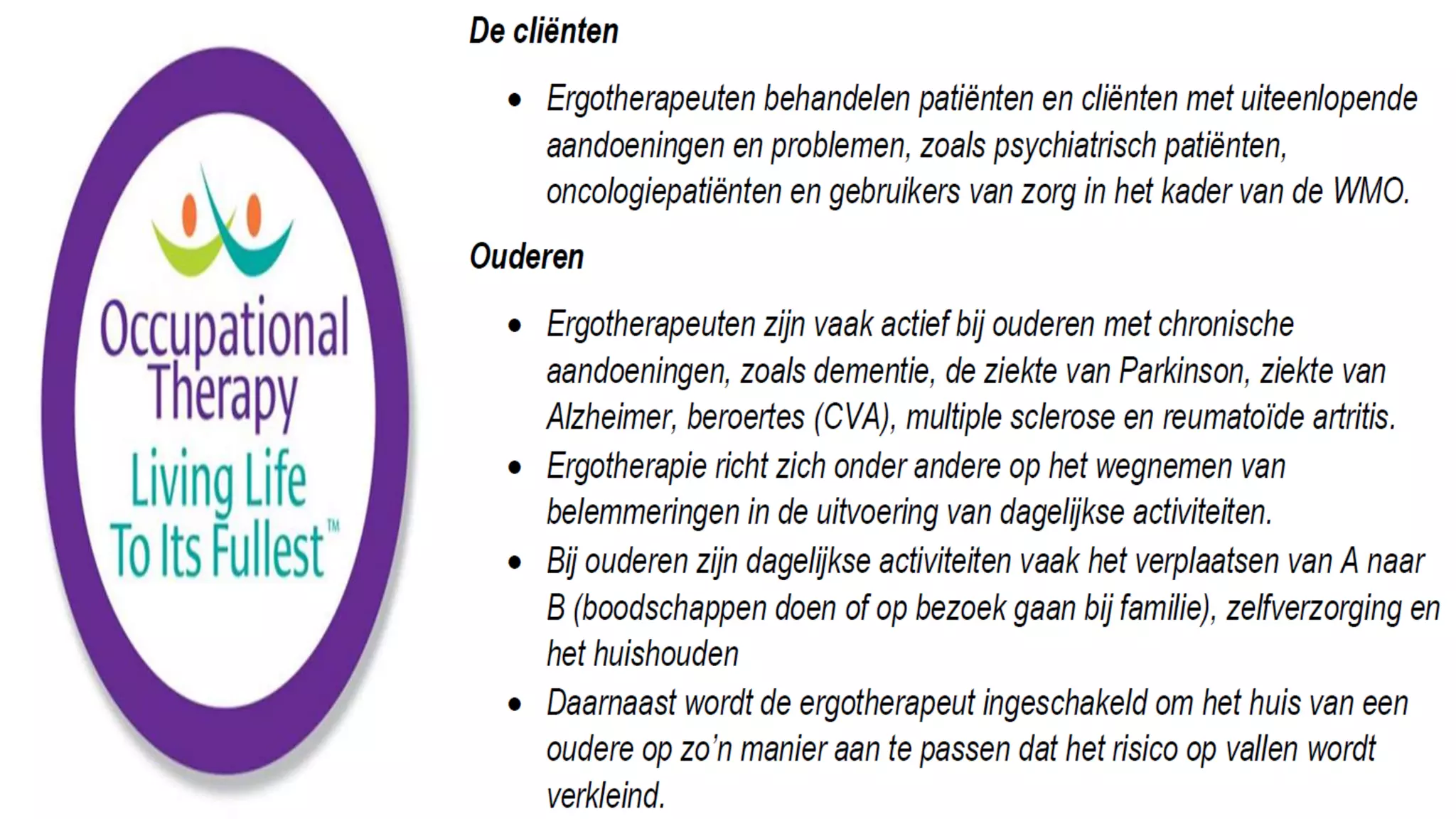 De Rol van de Ergotherapeut in de Geriatrie