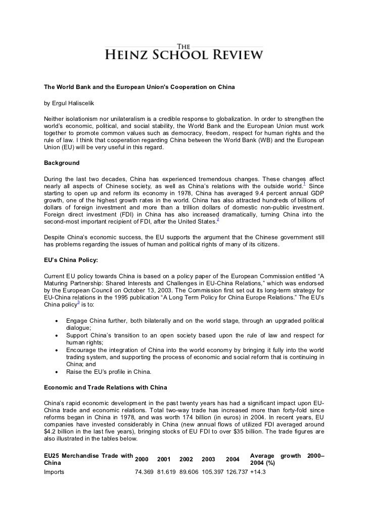 The World Bank And The European Union S Cooperation On China