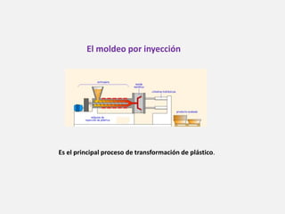 El moldeo por inyección
Es el principal proceso de transformación de plástico.
 