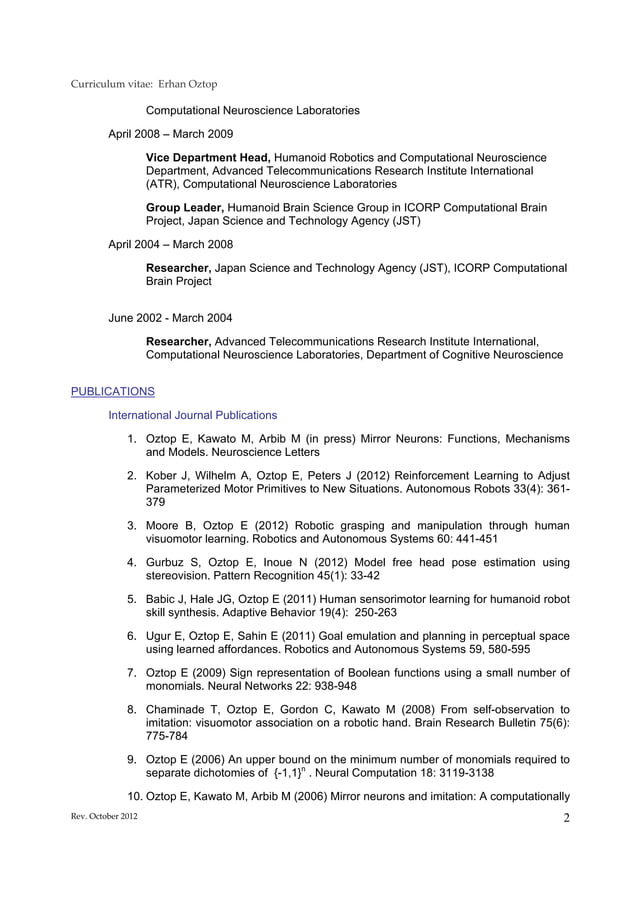 Erhan cv2012-oct | PDF
