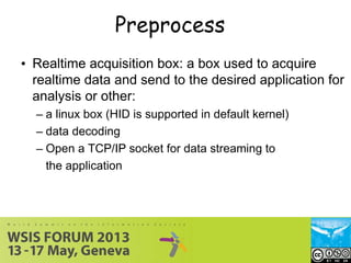 Preprocess
• Realtime acquisition box: a box used to acquire
realtime data and send to the desired application for
analysi...