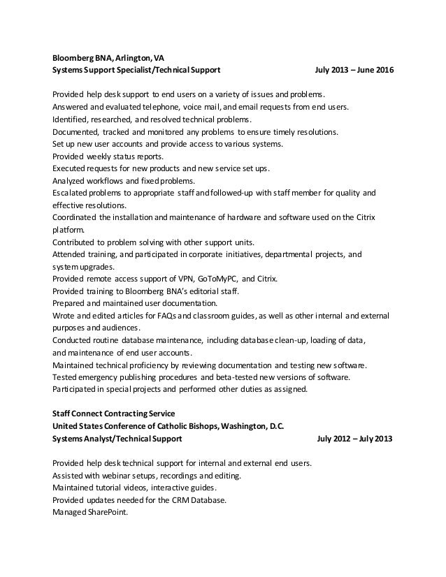 helpdesk resume